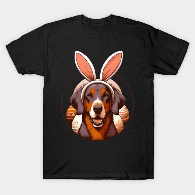 Bavarian Mountain Scent Hound in Bunny Ears Easter Delight T-Shirt by ArtRUs